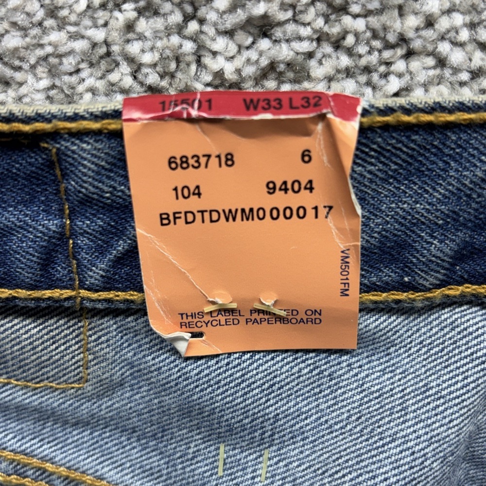 Levi's 501 XX Blue Jeans Men's 33x34 Original Preshrunk Button Fly Deadstock NWT - Picture 14 of 16